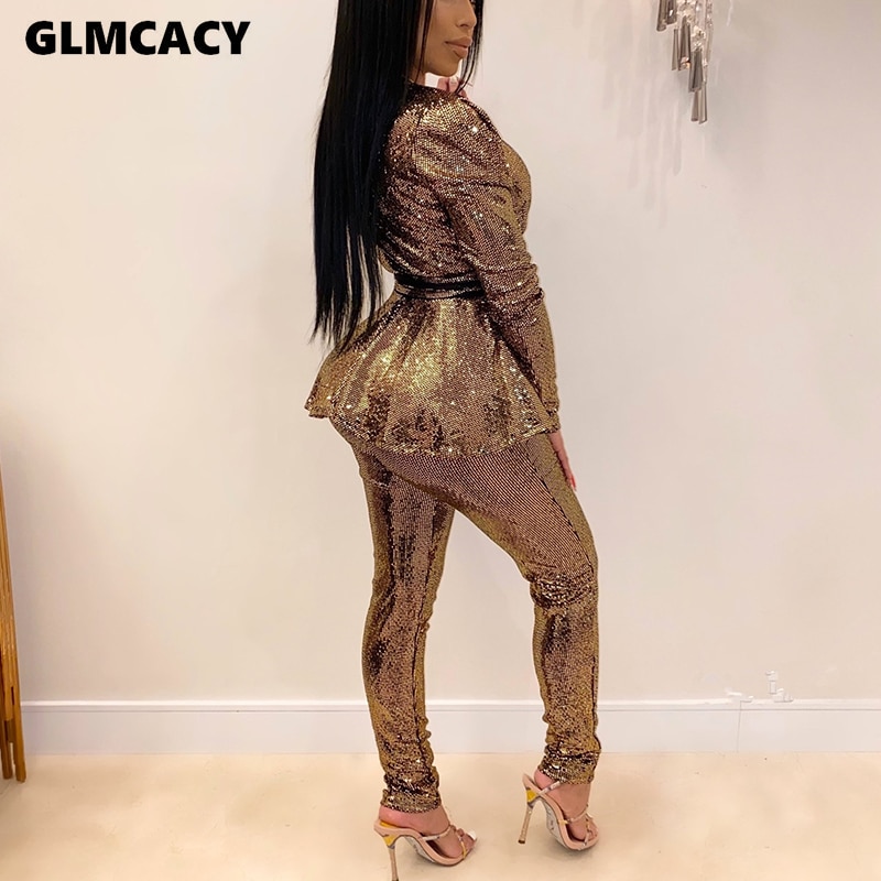 Take A Look About Plus Size Sequin Two Piece Set