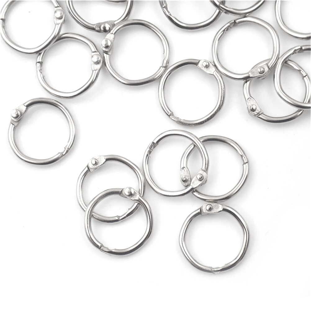 50 piezas de libro de 20mm de diámetro exterior de hoja suelta llavero anillo de seguridad anillo