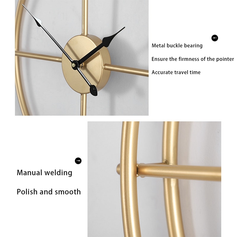 Metallinen seinäkello suuri moderni kello, jossa on korkea kvartsiliike seinäkello olohuoneen makuuhuoneen sisustus