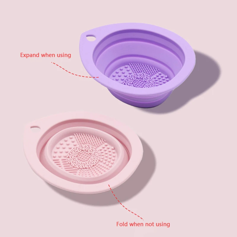 Limpiador de brochas de maquillaje de silicona, cuenco de limpieza de esponjas de polvo plegable, cepillos para sombra de ojos, estera suave de lavado, herramientas de belleza, caja de fregado