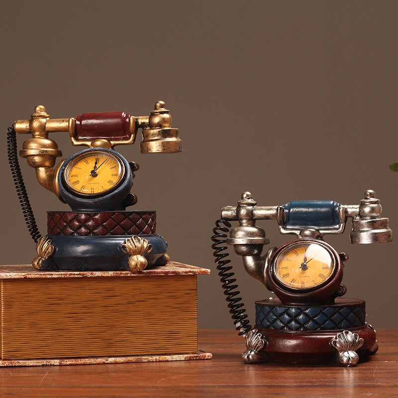 RETRO TELEPHONE MODEL CLOCK DECORATION STUDY CAFE RESTAURANT CLOCK CLOCK DECORATION
