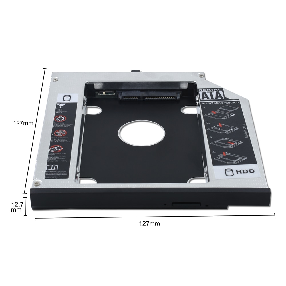 Til lenovo thinkpad  t420 t430 t510 t530 w700 optibay aluminium 2.5 &quot; ssd etui hdd kabinet 2nd hdd caddy 12.7mm sata 3.0