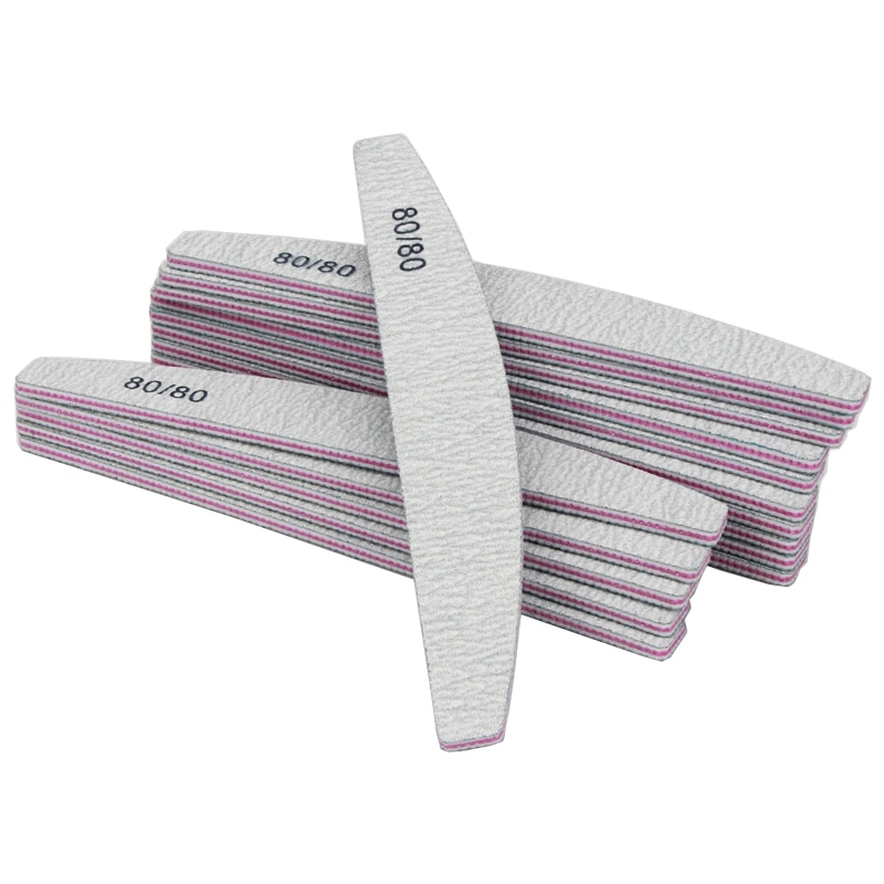 50 stk/parti zebra curve neglefile grå lixa de unha 80/80 korn buffer blok uv gel polering pedicure værktøj negle tilbehør