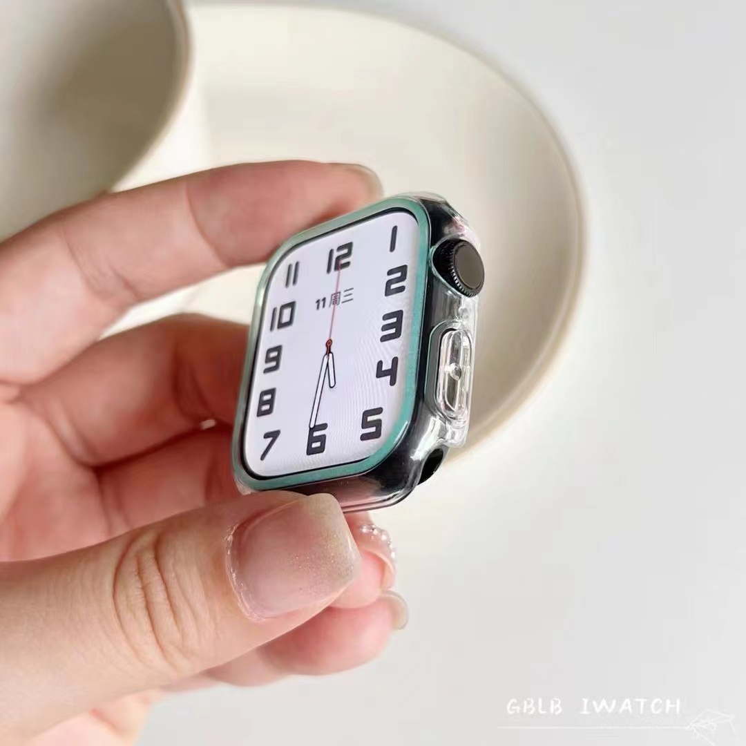 Funda luminosa para Apple Watch, Protector de parachoques para PC de 44mm, 45mm, 41mm, 38, 42 y 40mm, accesorios para iWatch 9/8/6/5/4/2/SE