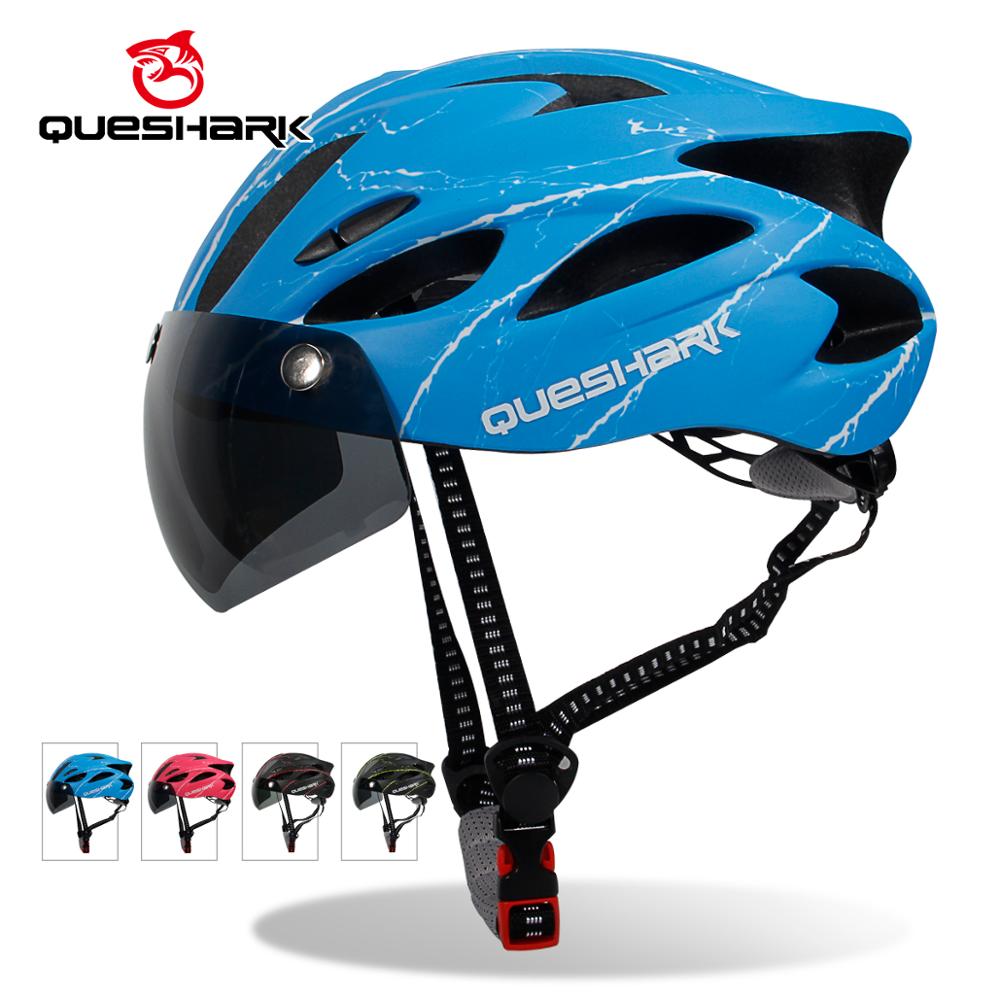 Queshark Fahrrad Helm Ultraleicht aufbringen Fahrrad Helm Reiten Berg Straße Fahrrad Angeformten Radfahren Helme Mit Brille