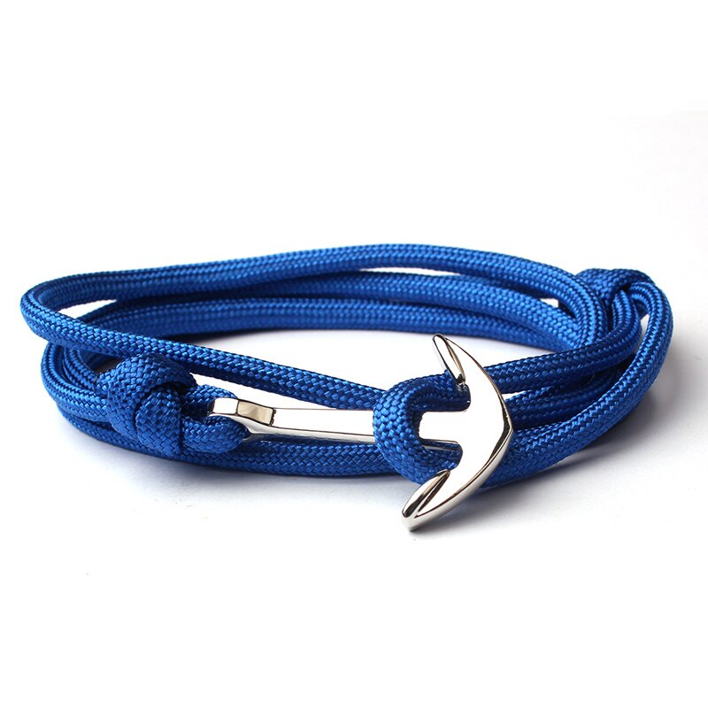 NIUYITID-pulsera de ancla de la amistad para hombre y mujer, brazalete de cuerda de nailon multicapa, hecho a mano, azul marino, joyería: blue