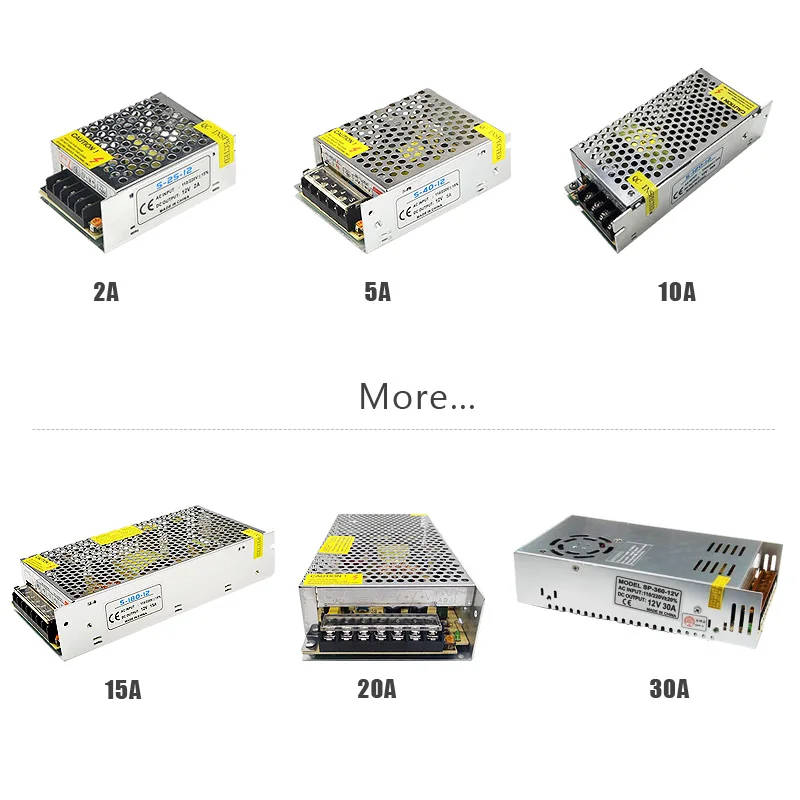 Fuente de alimentación conmutada Dc12V voltaje 1A 2A 5A 10A 15A 20A 25A 30A transformador de luz Ac 100-240V adaptador de fuente para tiras Led