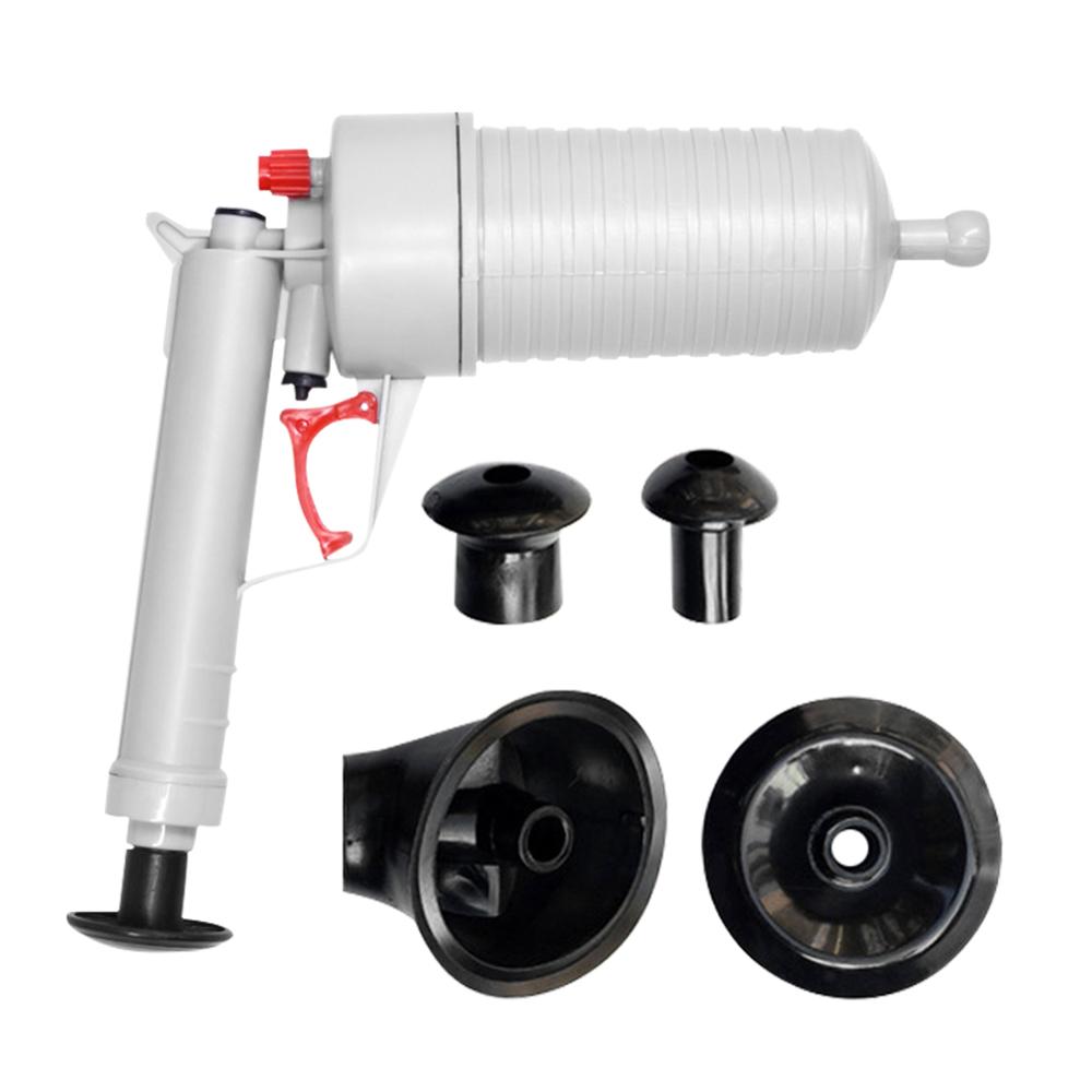 Toilet Dredge Plug Air Power Pump Bathroom Drain Cleaner Sink Blockage Remover Bathroom Drain Cleaner Sewer Blockage Tools: Gray