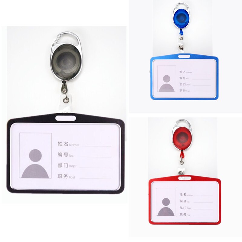 Metalen Id Visitekaarthouder Met Plastic Intrekbare Badge Reel Id Kaarthouder Pass Cover Landyard Voor Sleutels