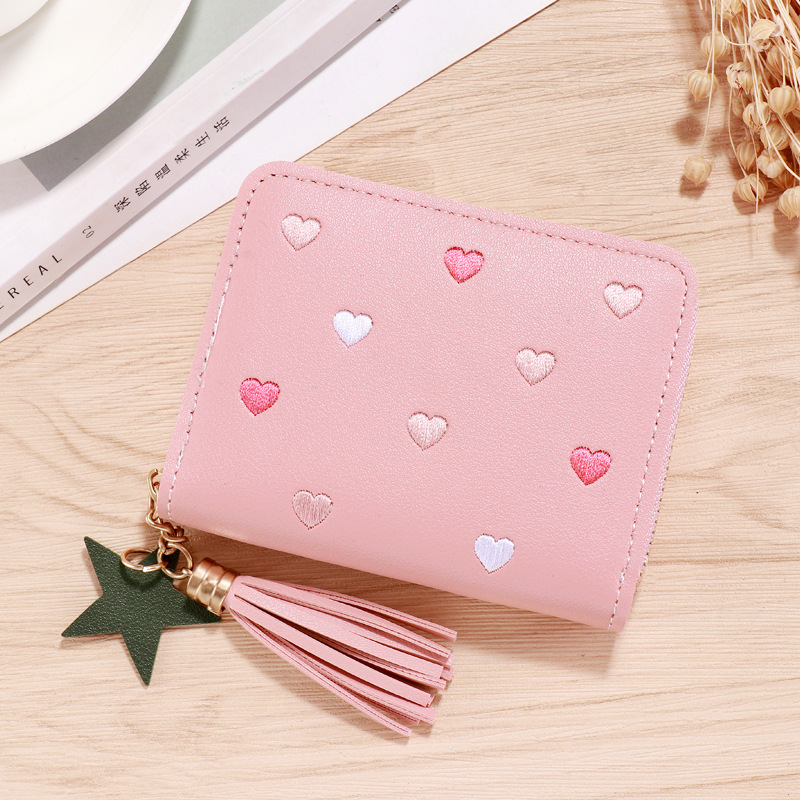 Women Small Wallet Ladies Mini Tassel Wallet Cute Girl Short Zipper Lovely Pu Leather Coin Purse Female Hand Wallet Cartera: SKY BLUE