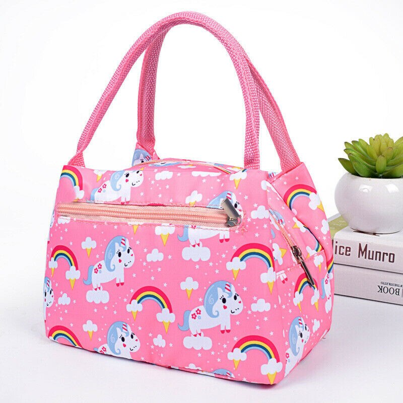 Kinderen Kid 'S Lunch Zakken Geïsoleerde Koeltas Picknick Tas School Lunch Doos Leuke Print Rits Lunch Tas: Unicorns