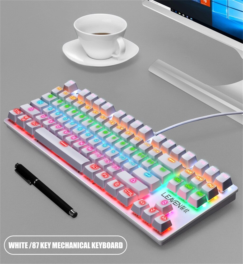 K550 Mechanical USB Wired Keyboard 87 Keys Gamer Keyboards For PC Colorful LED Illuminated Backlit Gaming Keyboard