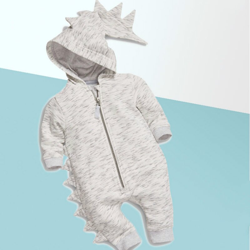 Baby Jongens Meisjes Herfst Lange Mouwen Dinosaurus Romper Casual Outfits Hooded Jumpsuits 0-24Months