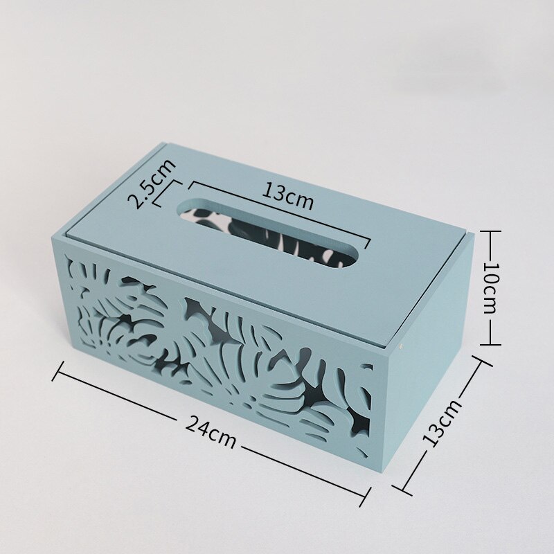Simple Wooden Tissue Box Container Hollow Napkin Storage Box Home Office Restaurant Desktop Decor Tissue Dispenser Organizer: L-blue