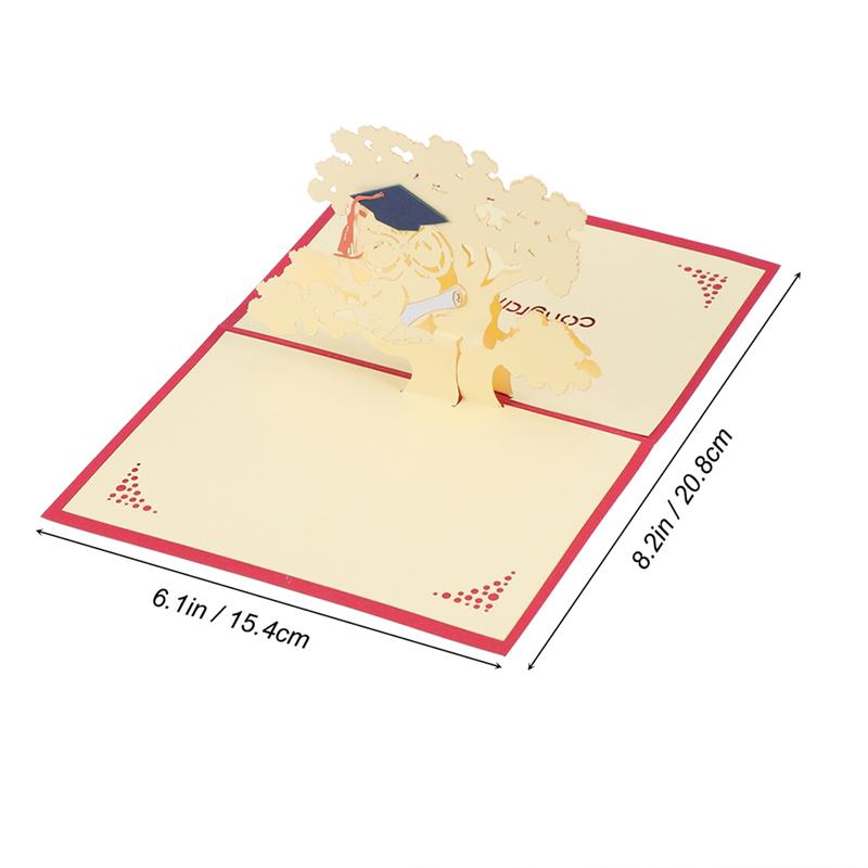 2Pcs 3D Greeting Cards Congratulations Blessing Cards Graduation Hollow Tree Greeting Cards