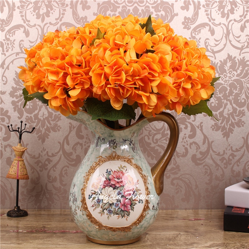 Hei -q 1 stk 46cm kunstige blomster hortensia blomster 7 farger hjemmedekorasjoner for bryllupsfest fotografering
