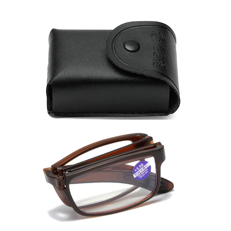 Gafas de lectura plegables con caja para hombre y mujer, lentes de lectura antiluz azul, portátiles, TR90, Farsight, dioptrías + 1,0 + 1,5 a + 4,0: Verde fluorescente / +250