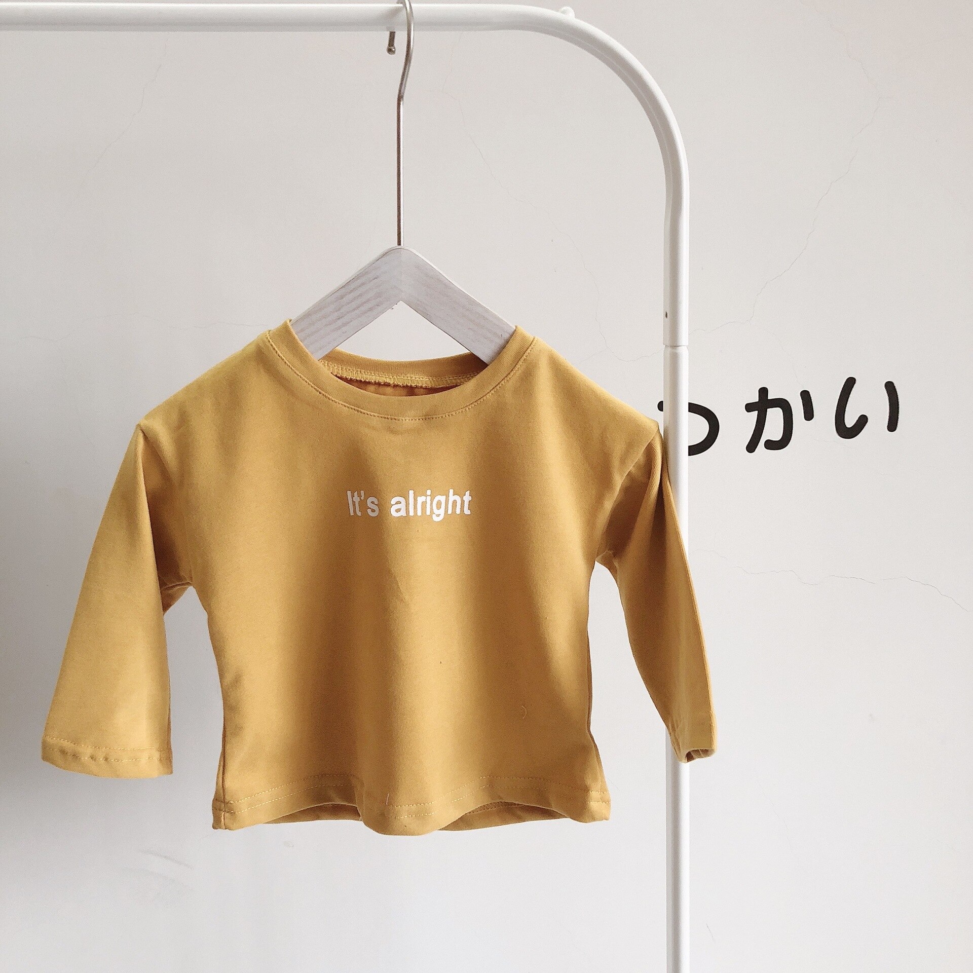 Lente Koreaanse Stijl Baby Jongens Meisjes Letters Gedrukt Lange Mouwen T Shirts 1-6 Jaar Jongens Kids Puur Katoen casual Tees: Geel / 6T