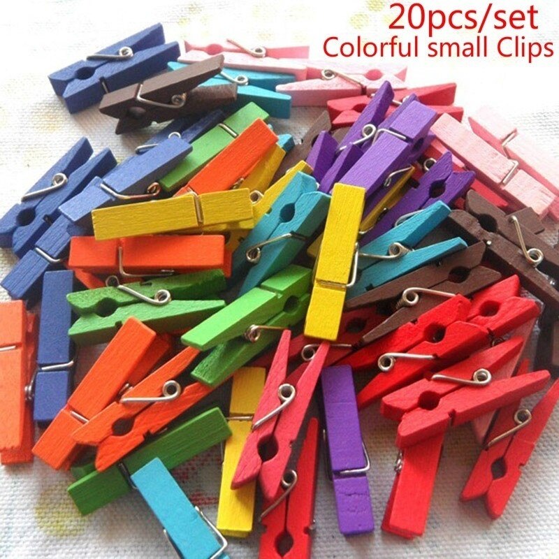 20pcs/lot Mini Cute Colorful Wood Memo Paper Clips... – Grandado