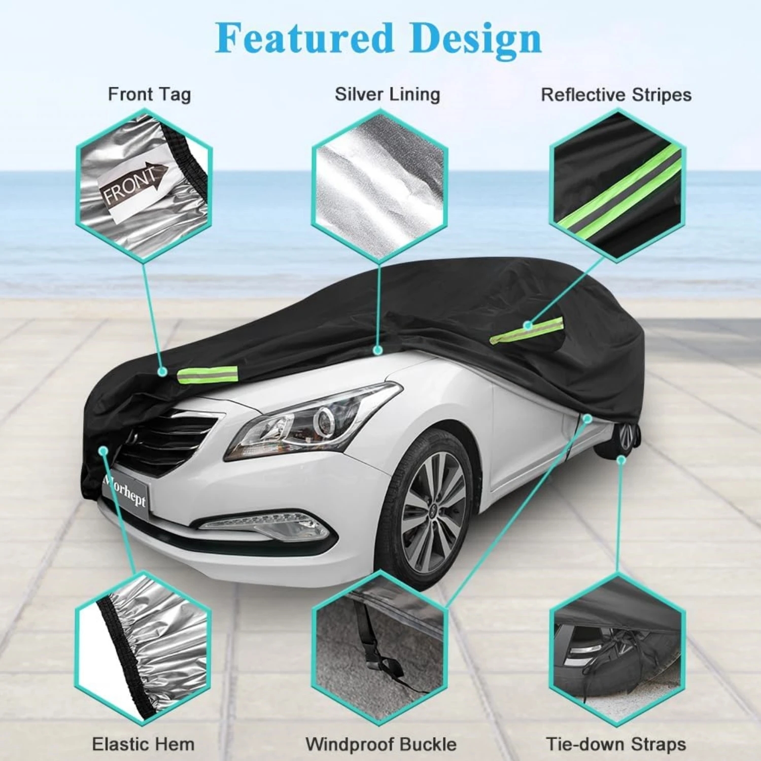 Universele Autohoes Voor Stofdichte Waterdichte Hoezen Voor Alle Weersomstandigheden Voor Auto 'S Buiten Volledig Exterieur Sedan Hoezen Zwart