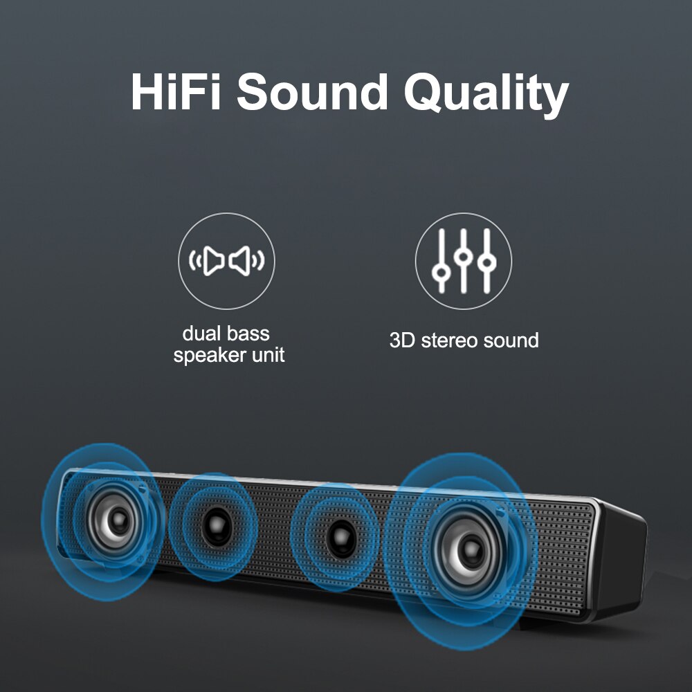 SADA HiFi Sound Wired Speaker Bar Computer Speakers Stereo Computer Sound Bar USB Powered Soundbar Speaker for Smart Phone