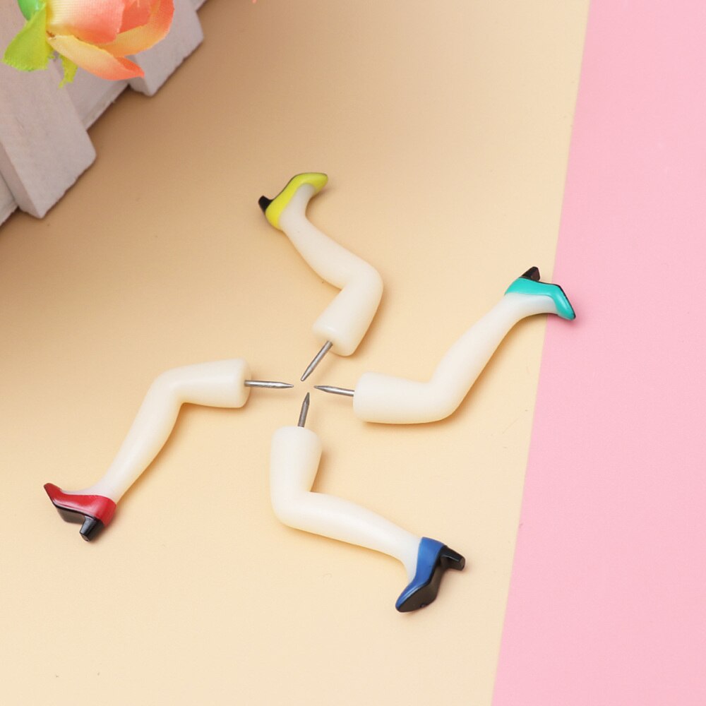 4pcs Long Leg Shape Push Pin Practical Thumbtack Decorative Wall Nails Map Tacks for School Office