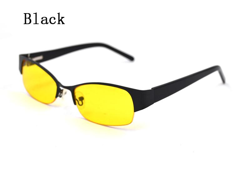 Men Semi Rimless Yellow Lens Night Vision Glasses Women High Definition Rectangle Driving Eyeglasses Spectacles D5: 1