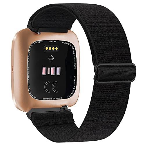 Nylon Elastische Band Voor Fitbit Versa 3 2 Band Verstelbare Ademend Horlogeband Sport Armband Band Voor Fitbit Versa 2 3 band: Black / For Fitbit Versa 2