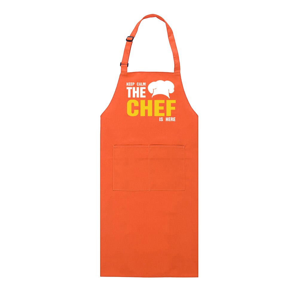Chef Apron Food Service Uniforms Funny Printed Adjustable Halter Long Aprons Restaurant Hotel Kitchen Cafe Chef Workwear: Orange