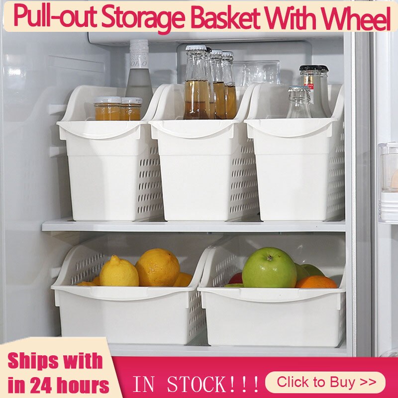 1PCS Cabinet Food Bottle Organizer Pull-out Storage Rack Organizer With Wheel Storage Shelf Container Box Bathroom Kitchen