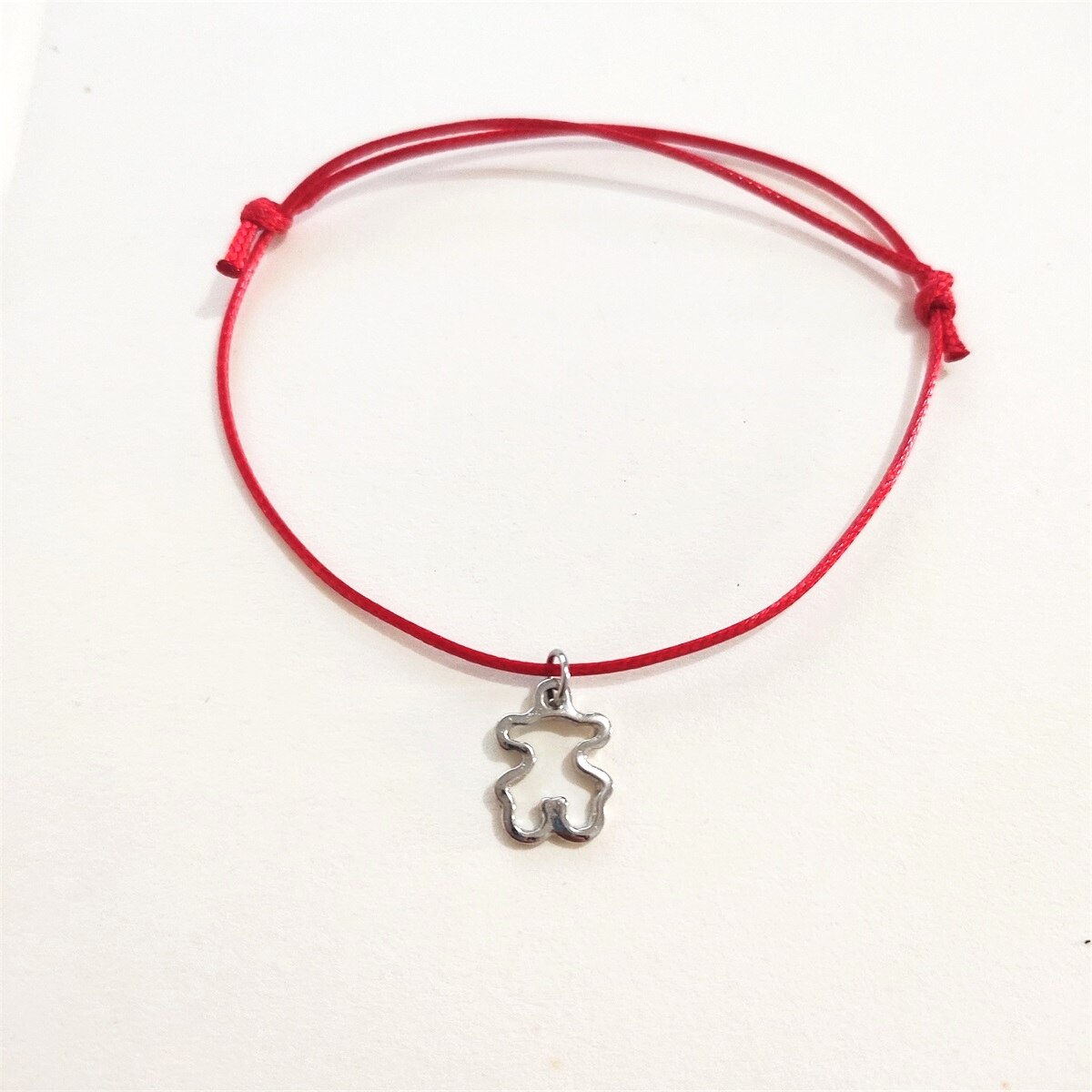 Cute Hollow Bear Bracelet Necklace Stainless Steel Bracelet Charm Women Jewelry: red