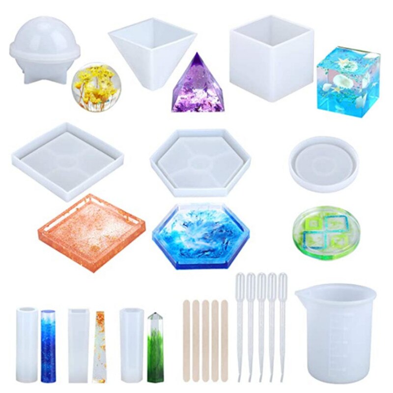 DIY crystal epoxy set silicone mold crafts epoxy resin mold pottery clay plaster kitchen accessories tools: A-5