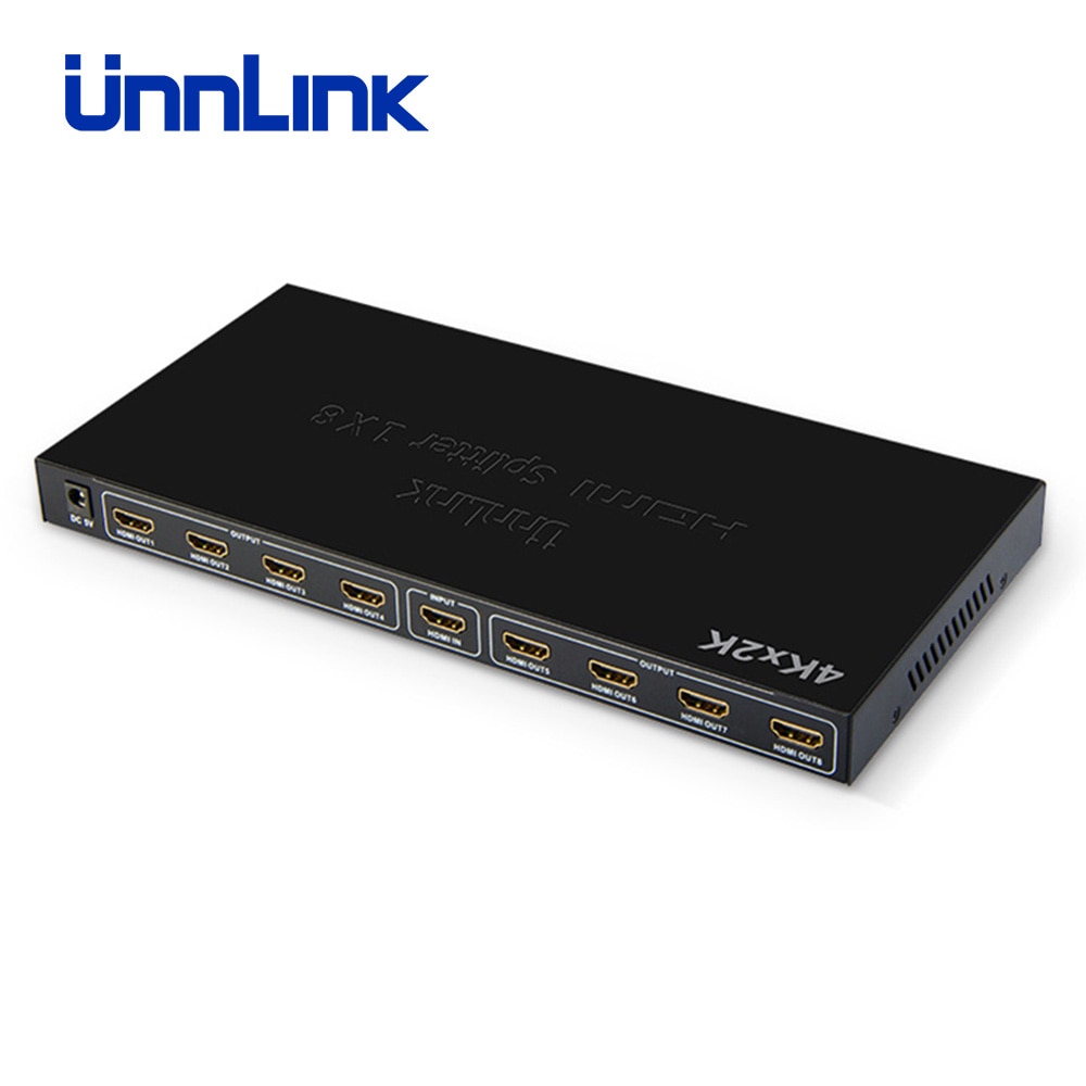 Unnlink HDMI Splitter 1x8 - 4K@30Hz, 1080p@60Hz, 3D - for PC, TV, Projector, Monitor