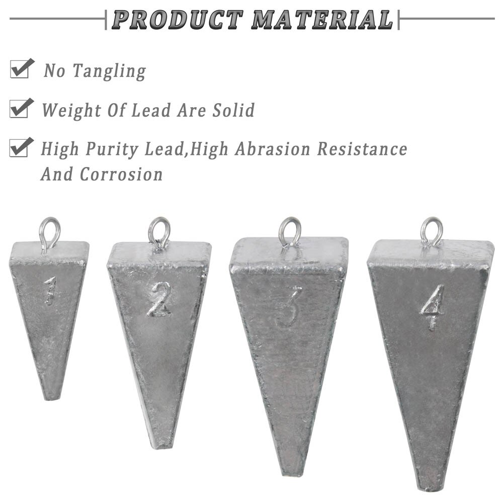 Shaddock 5Pcs Pyramid Sinker Weights Surf Fishing Lead Sinker Weights For Saltwater Freshwater Fishing