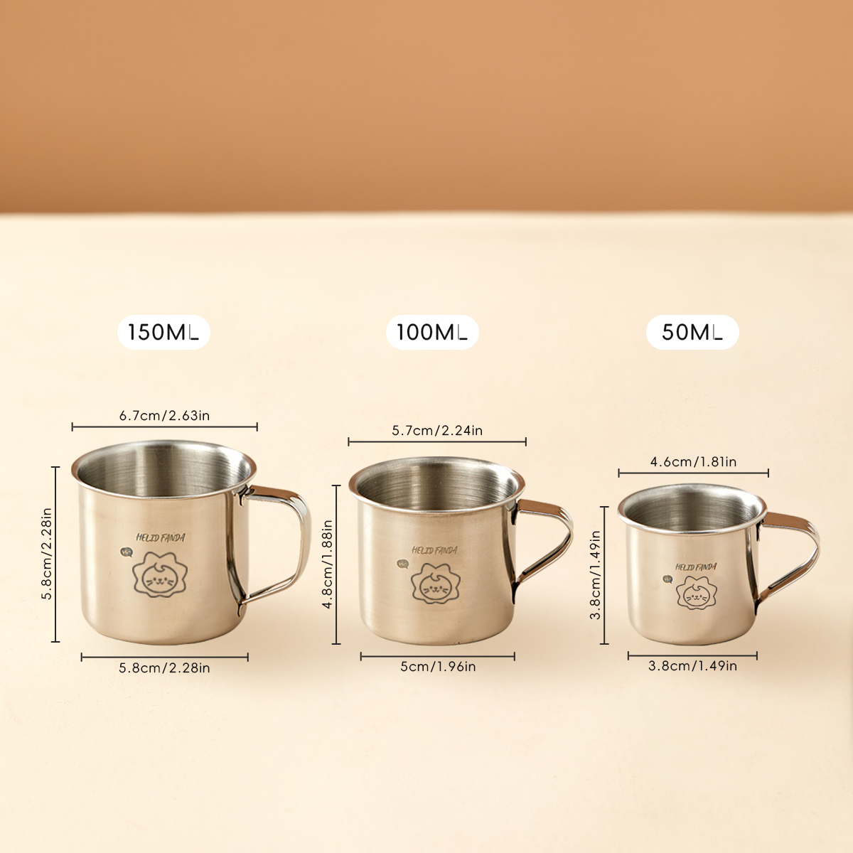 Mini sød børnekrus med hank, holdbar anti-skoldning rustfrit stål 304 mælkekaffekop, drikkeglas: Lysegul