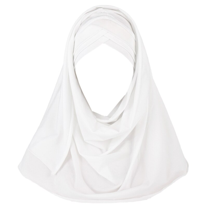 Vrouwen Melk Filer Effen Kleur 2 In 1 Tulband Hoed Instant Sjaal Maleisië Moslim Arabische Cross Plisse Hijab Cap Hoofd wrap Cover Islami: WHITE