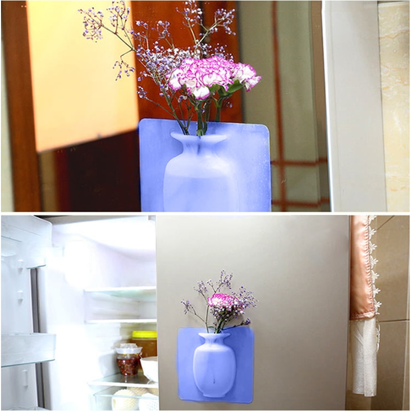Wall Hang Silicone Sticky Vase Rubber Silicone Sticky Flower Container Floret Bottle for Home Offices Wall Decorations decorati