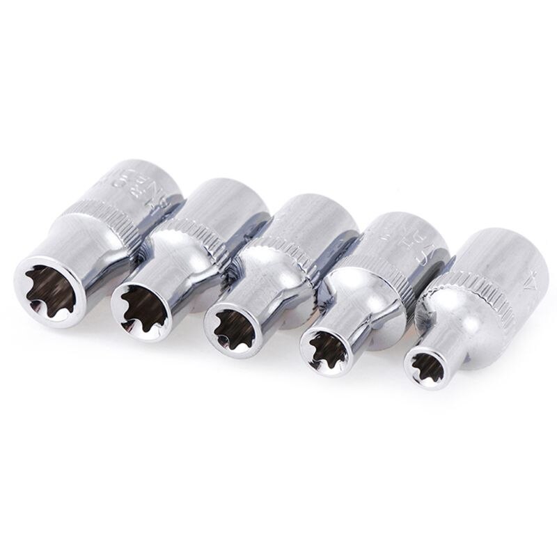 5PC 1/4 Inch Torx Star Bit Female Socket Set E4,E5, E6,E7, E8 Star Socket Set K4UA