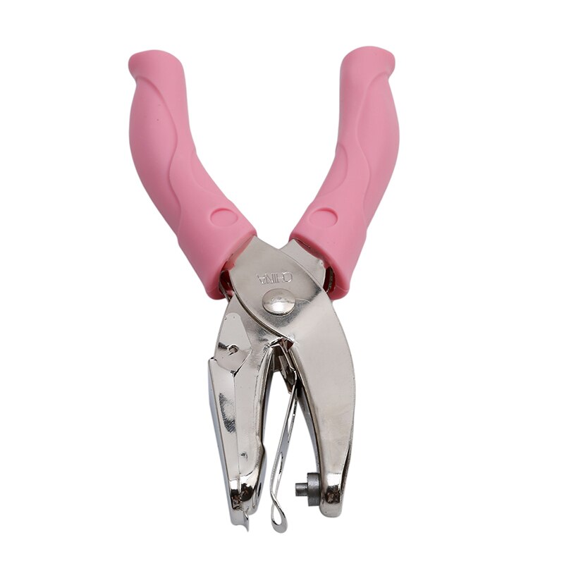 Hand Held 1 Hole Metal Paper Punch Single Heart Shape Hole Greeting Cards Scrapbook Notbook Puncher Hand Tool Pink Grip: In the round hole