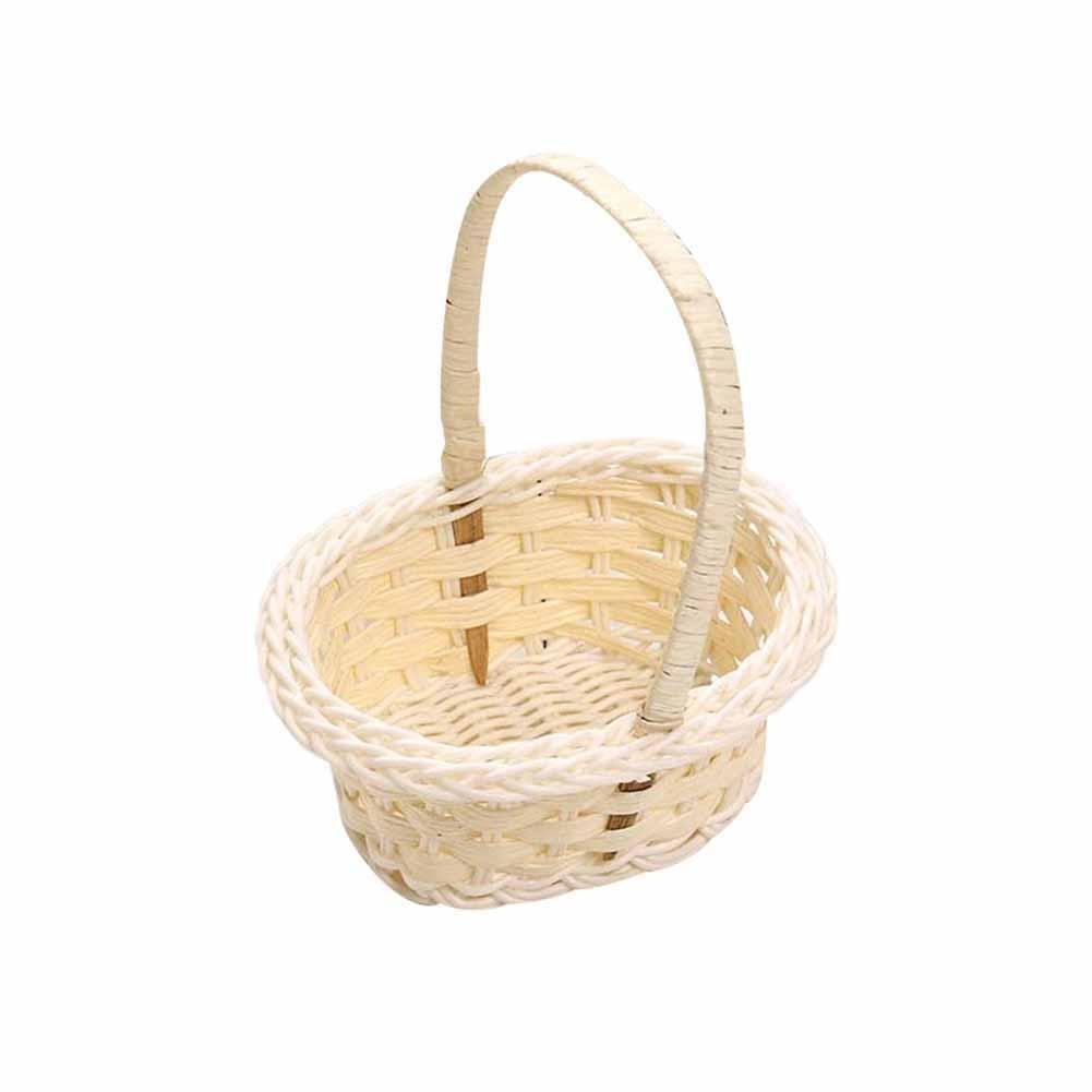 Hand Made Wicker Basket Wicker Flower Basket Shopping Storage Hamper and Handle Wooden Wicker Picnic Basket Fruit Basket