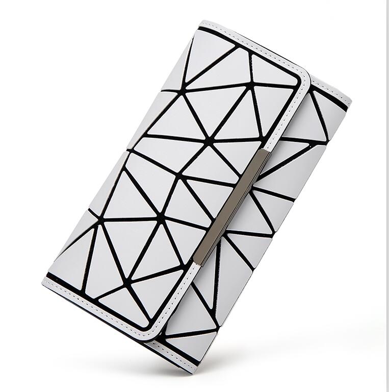 Maelove geometry wallet handbag noctilucent female hologram Clutch purse Matt Color/luminous wallet: matt color white