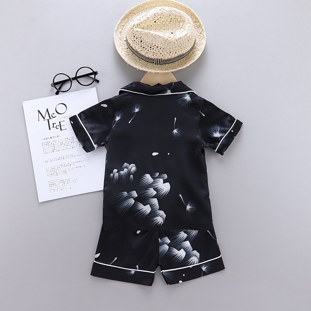 Toddler Baby Boy solid sleepwear infant baby Girl Short Sleeve Cartoon Tops+Shorts Pajamas Sleepwear Outfits newborn girls suits