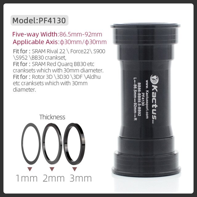 Bicycle Pressfit Bottom Bracket BB92 86 F4130 G3 Ceramic Bearing For SRAM/Rotor Axis 30mm Mtb Road Bike Crankset Width 86.5-92mm: Black