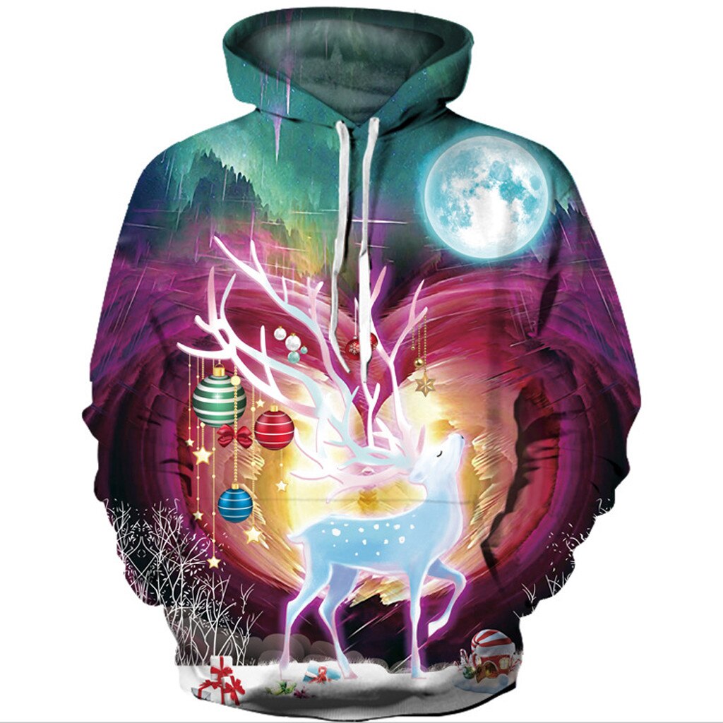 Couple's Long Sleeve Joggers Hoodies Sweatershirt 3D Christmas Printing Pullover Hoodies Sportswear Tops Leisure Shirt#1125