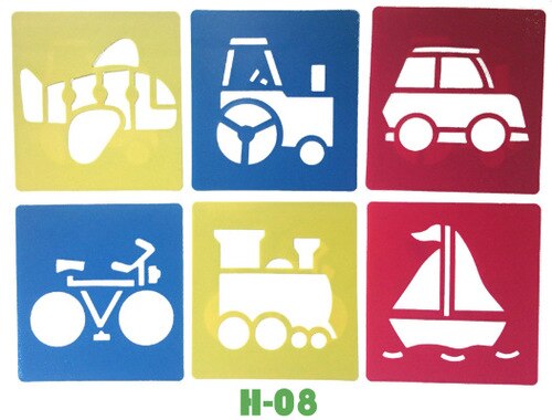 108 allerlei Figuren Schilderen Templates Voorschoolse Vroeg Onderwijs Tekening Tools Stencil voor Kids Air Brush/Spray voor Muur /venster: H-08