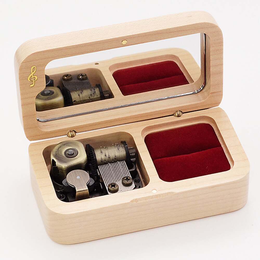 Sinzyo solid wood jewelry box ring music box for year Christmas wedding and birthday For Valentine's day