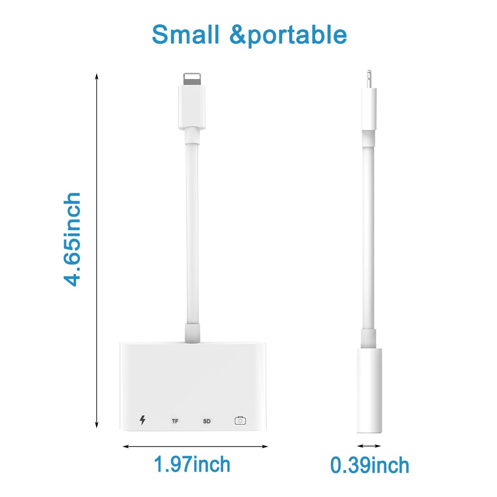 Kit de conexión 4 en 1 para Lightning a cámara, Cable adaptador de lector de tarjetas SD/TF/USB OTG para iPhone X, 8, 7 Plus, iPad 4