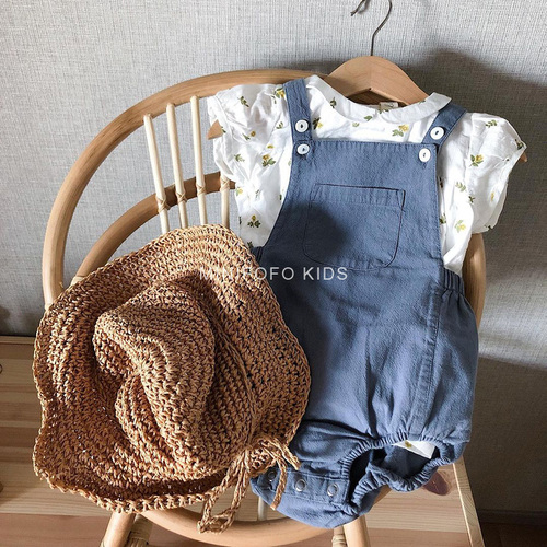 LCC-pelele para bebé recién nacido, ropa de verano para niñas pequeñas, 2022 algodón, encantador, con volantes y flores, 100%: jeans romper / 12-18M(80)