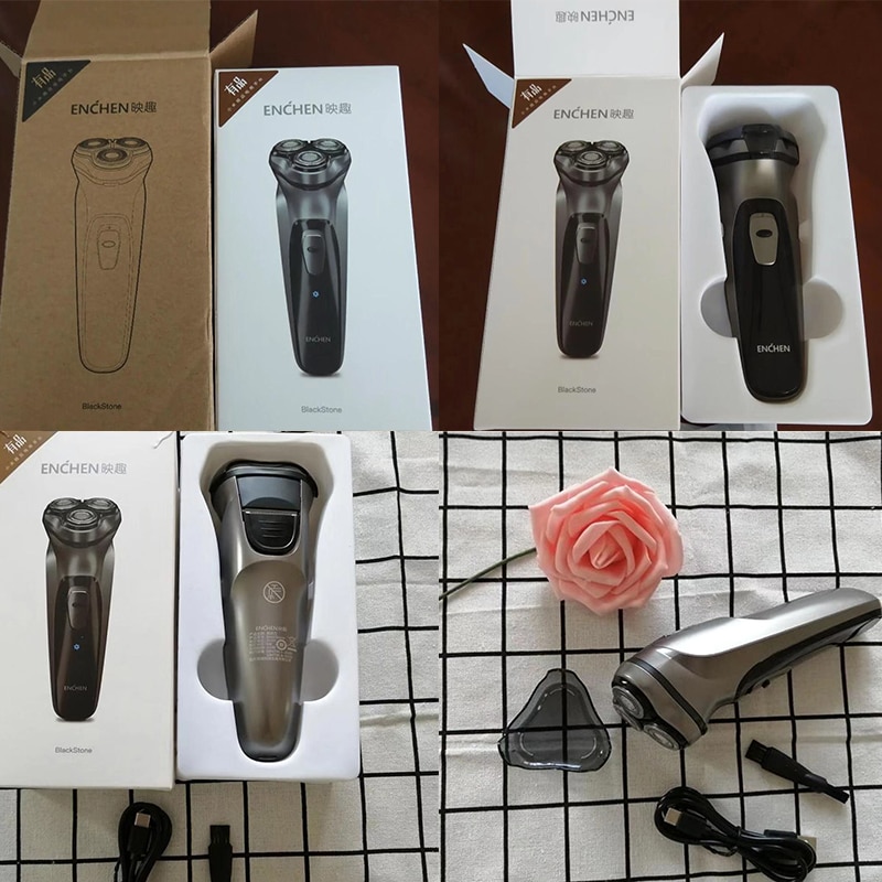 Afeitadora eléctrica Xiaomi Enchen BlackStone 3D Original, afeitadora de barba recargable tipo C lavable para hombres