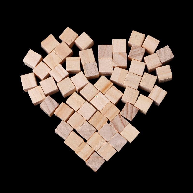 10/20/25mm Wooden Square Blocks Mini Cubes Embellishment for Woodwork Craft DIY